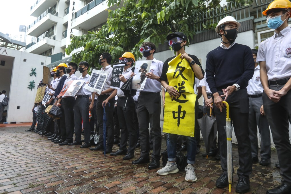 Students take part in the class boycott at Ying Wa College in Cheung Sha Wan. Photo: Nora Tam