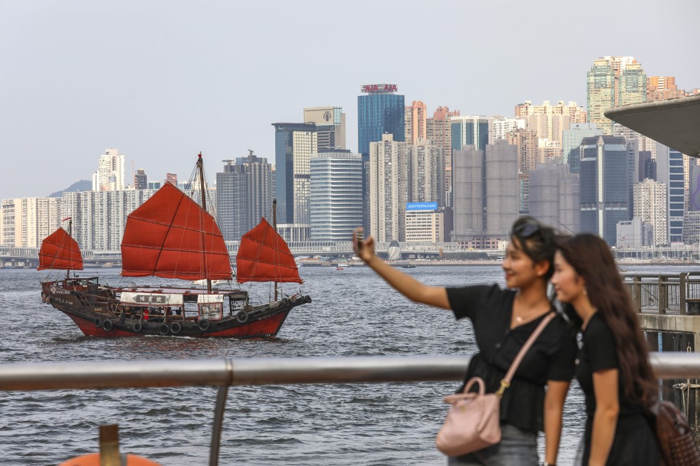 Selfie-taking at Central Harbourfront persists, even as the protests rage on. Photo: Nora Tam