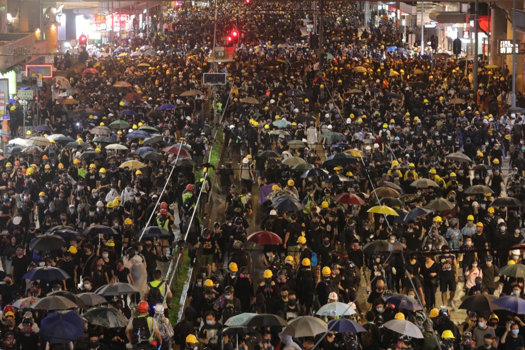 Anti-government demonstrators gather in Causeway Bay on Saturday. The protests have gripped Hong Kong since early June. Photo: May Tse