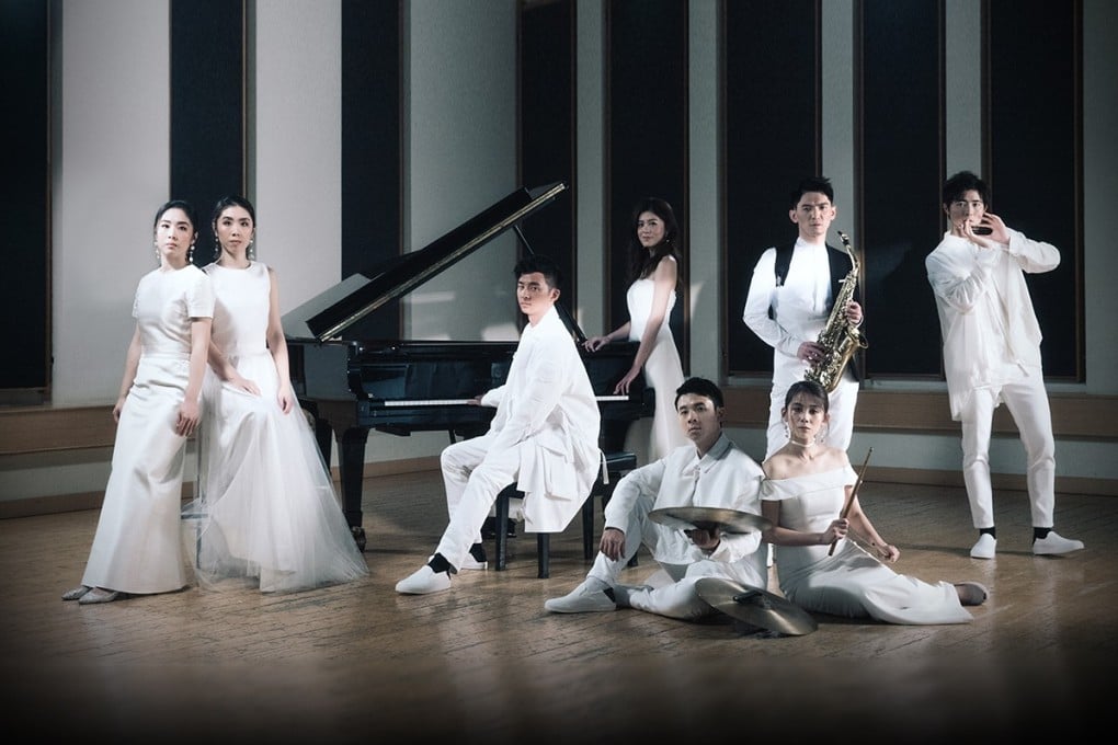 From left: Duo Ping & Ting (pianists Chau Lok-ping and Chau Lok-ting), pianist Wong Ka-jeng, pianist Wong Wai-yin, ReMIX Percussion DUO (Raymond Vong and Emily Cheng), saxophonist Timothy Sun, and harmonicist CY Leo