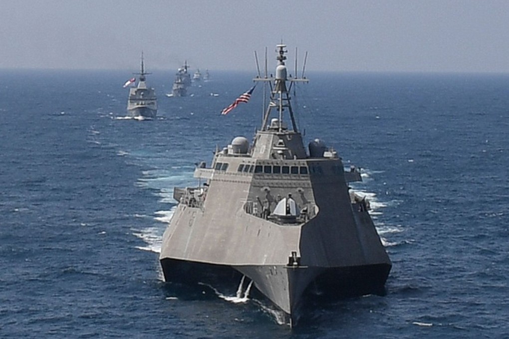 The USS Montgomery leads a flotilla of Asean navy ships in the Gulf of Thailand, during a joint maritime exercise. Photo: AFP