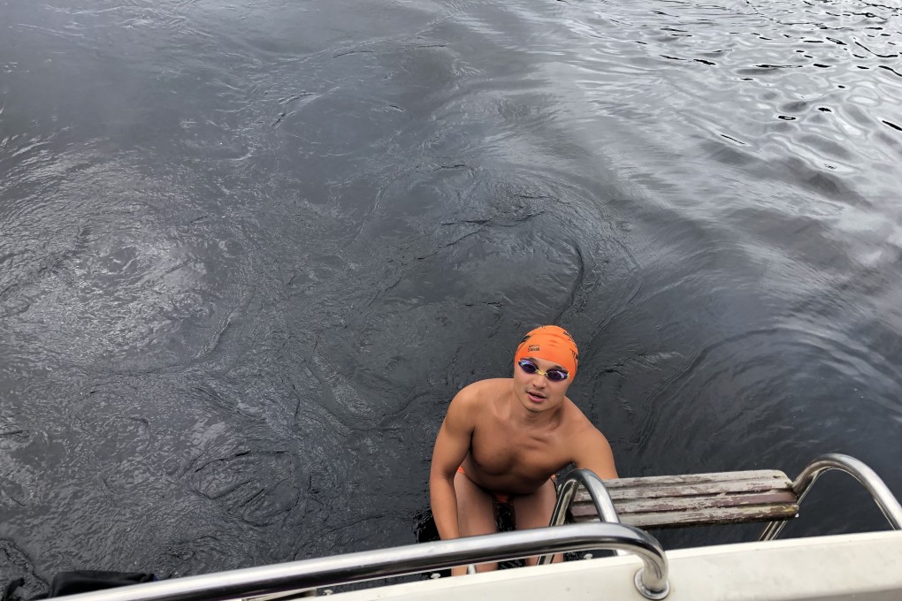 Hongkonger Mak Chun-kong enters Loch Ness for his third swim of his team’s relay record attempt. Photos: Mak Chun-kong