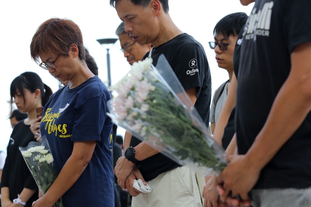 Members of the community attend a memorial service at the Education University in Tai Po in July for two students from the school who lost their lives. A recent report on youth who sought help on problems amid the continuing protests in Hong Kong found that as many as half of them displayed signs of depression. Photo: Edmond So