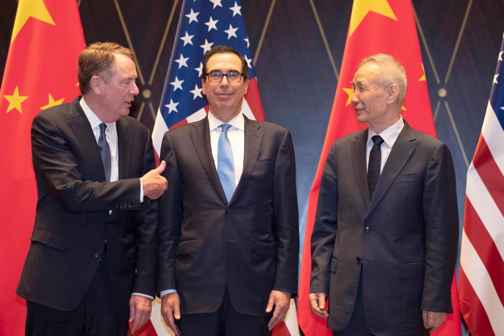 US trade representative Robert Lighthizer (left), US Treasury Secretary Steven Mnuchin and Chinese Vice-Premier Liu He are expected to continue face-to-face talks in Washington in October. Photo: AFP