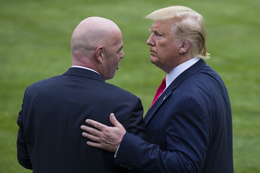 President Donald Trump joked to Fifa President Gianni Infantino about extending his term to 2026, the year the Fifa World Cup will take place in North America. Photo: AP