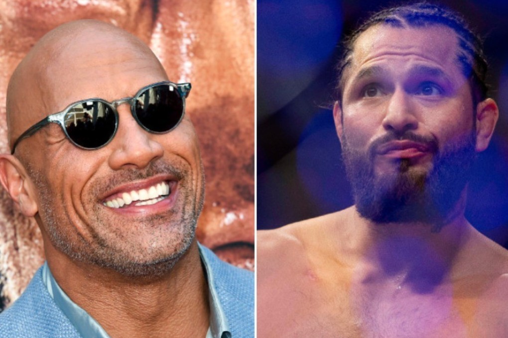 Dwayne ‘The Rock’ Johnson (left) attends the Skyscraper premiere in New York. Jorge Masvidal wants him at Madison Square Garden. Photos: AP