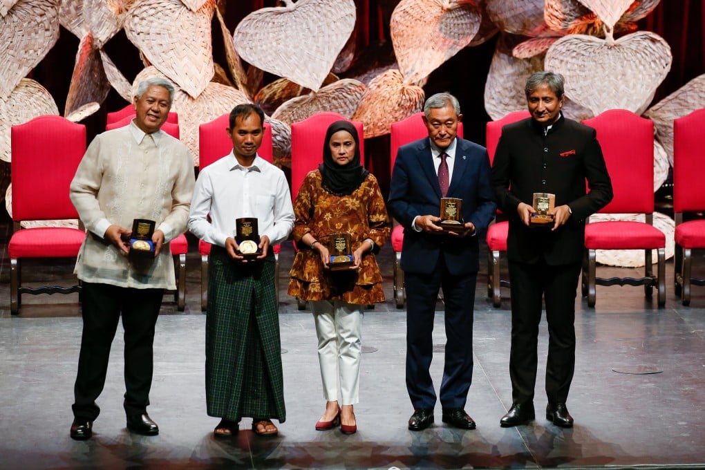 Winners of the 2019 Ramon Magsaysay awards pose for a picture. Photo: EPA