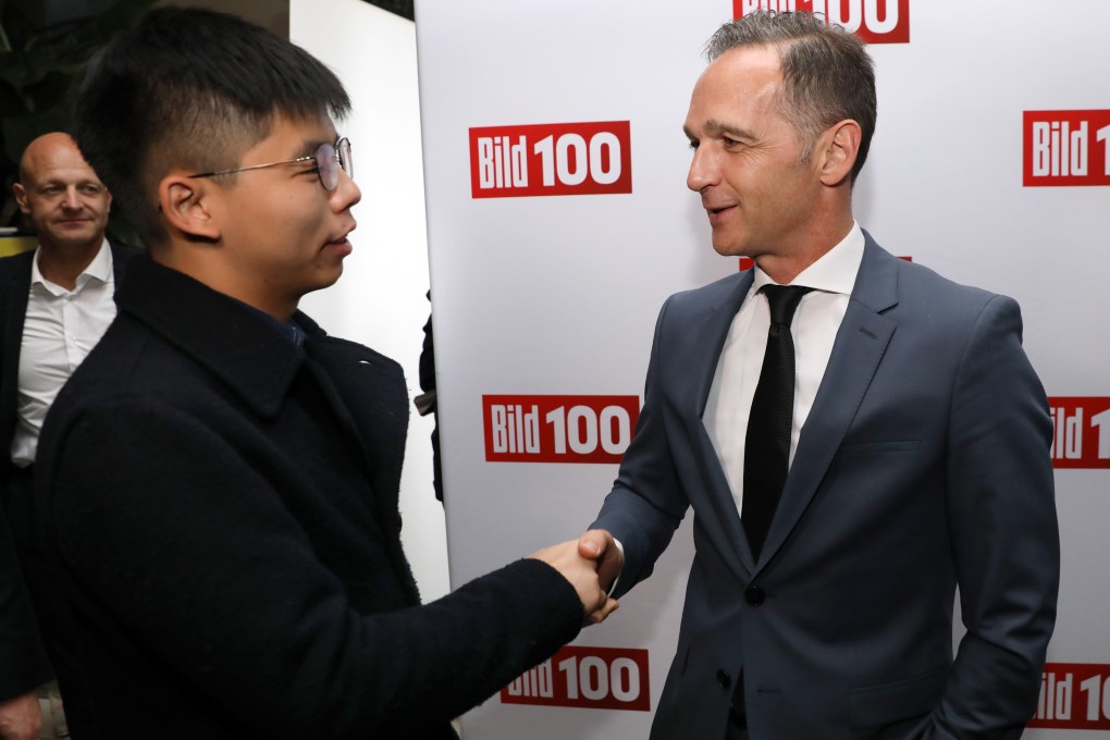 Joshua Wong meets German Foreign Minister Heiko Maas in Berlin on Monday. Photo: EPA-EFE