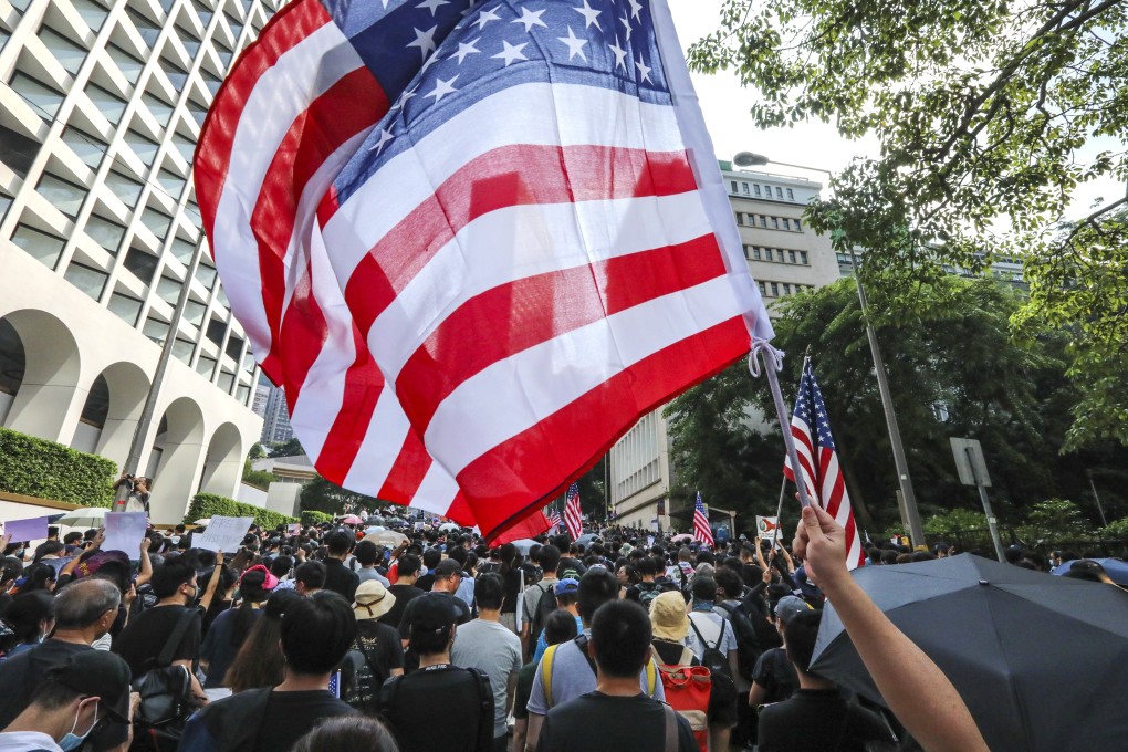 Protesters in Hong Kong march from Chater Garden to the Consulate General of the United States on Sunday. Photo: Felix Wong