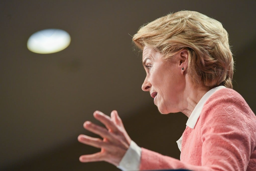 Ursula von der Leyen, president-elect of the European Commission, speaks at a press conference in Brussels on Tuesday. Photo: Xinhua