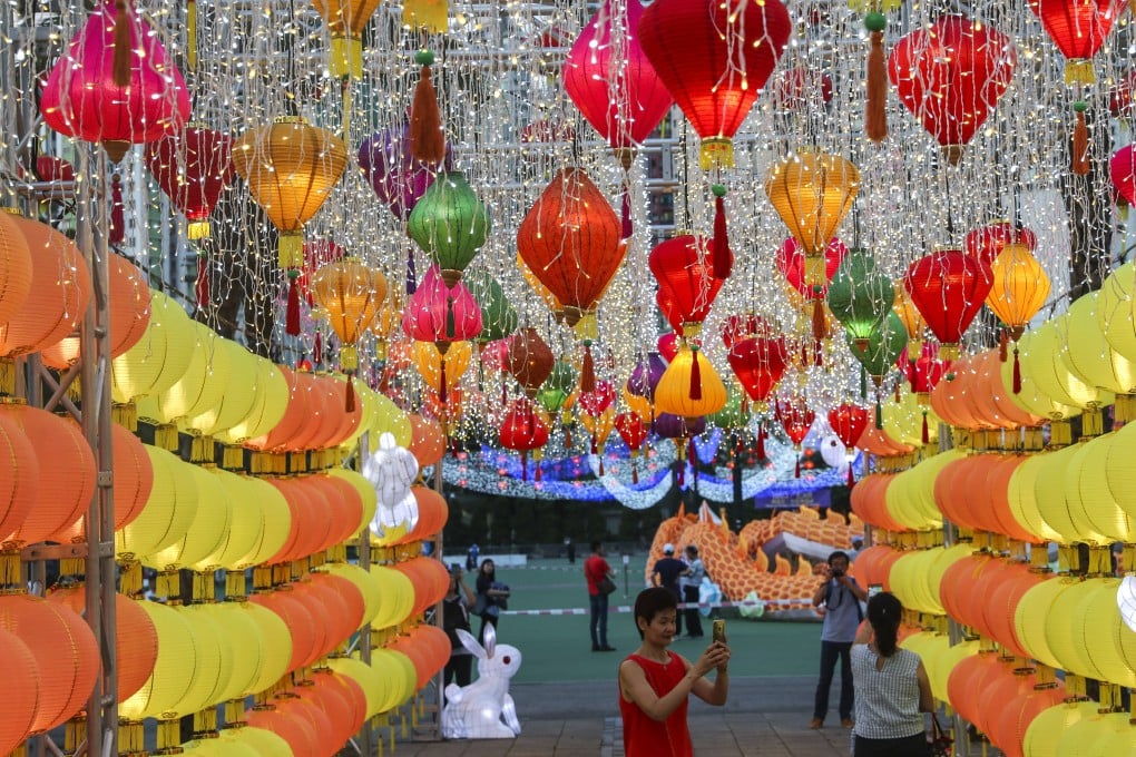 Mid-Autumn Festival decorations at Victoria Park in Causeway Bay. Photo: Sam Tsang