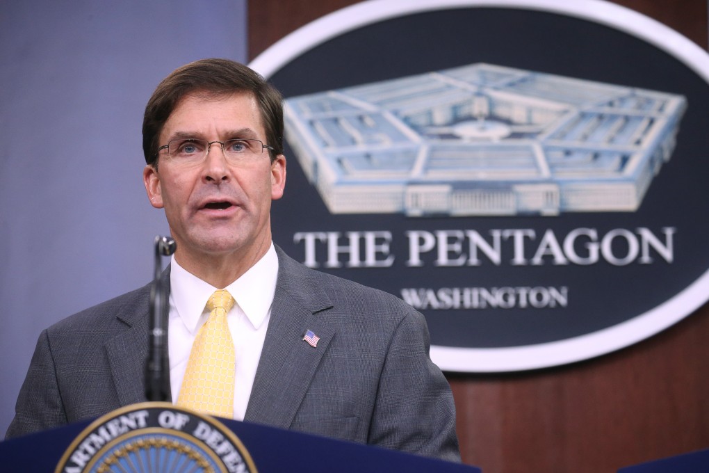 US Defence Secretary Mark Esper holds a news conference at the Pentagon in August. Photo: Reuters