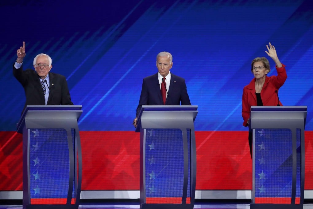 Democratic presidential candidates Bernie Sanders, Joe Biden and Elizabeth Warren. Photo: AFP