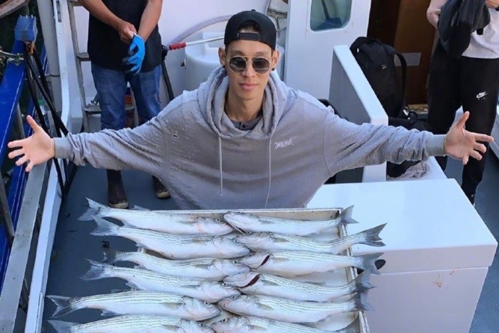 Jeremy Lin with his Mid-Autumn Festival catch. Photo: Weibo