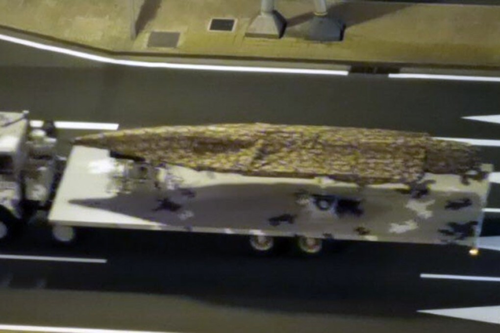 The DR-8 supersonic reconnaissance drone is seen in a military parade rehearsal in Beijing on Saturday. Photo: Handout