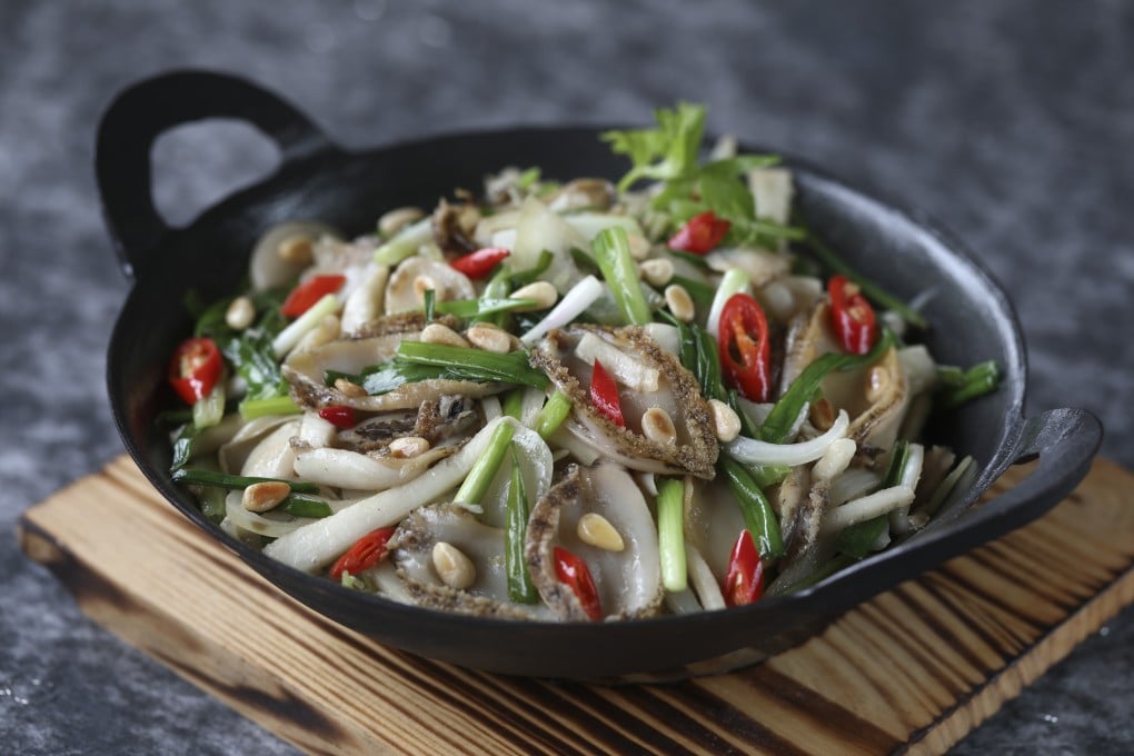 Susan Jung’s fresh abalone with Chinese celery and bamboo shoots. Photography: Jonathan Wong. Styling: Nellie Ming Lee