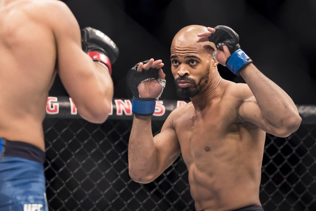 David Branch fights against Luke Rockhold at UFC Fight Night 116 in September 2017. Photo: Alamy
