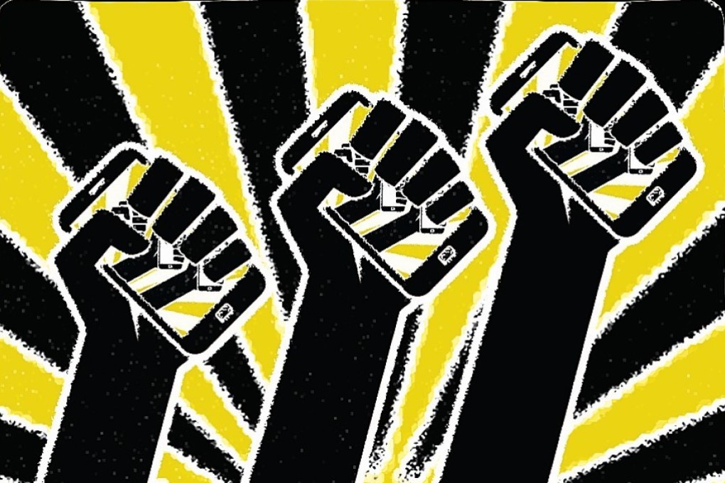 Armed with their smartphones, young Hongkongers fight for their futures. Illustration: Mario Riviera