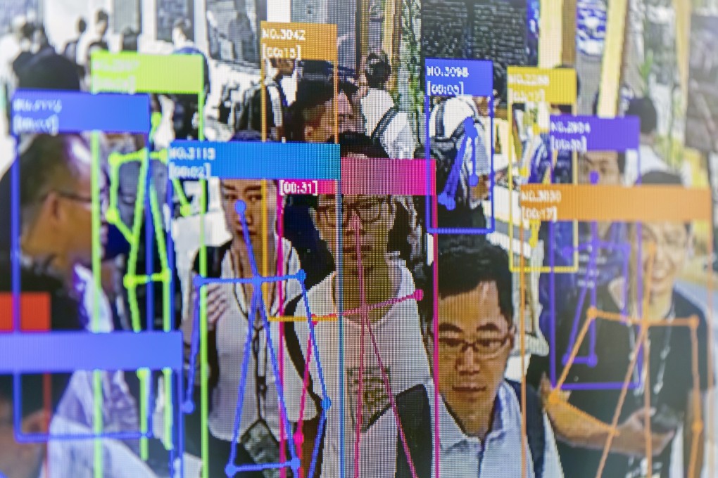 A screen demonstrates facial-recognition technology at the World Artificial Intelligence Conference in Shanghai, China. Photo: Bloomberg