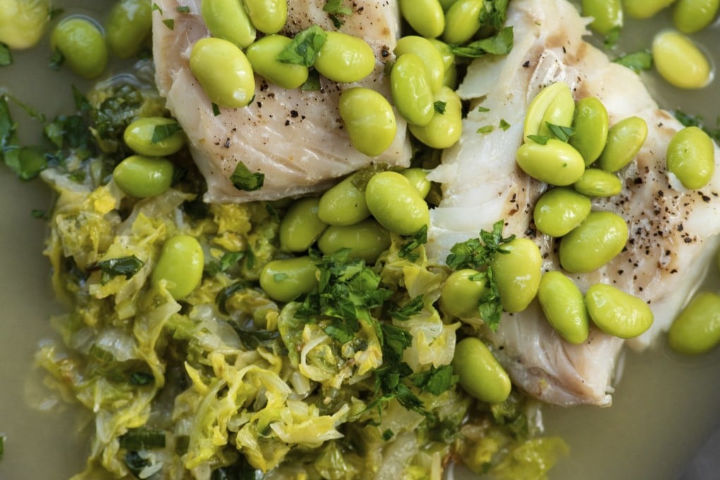 A dish of cod, cabbage and edamame. Chefs are combining cabbage with some unexpected foods. Photo: Cheyenne Cohen/Katie Workman/AP