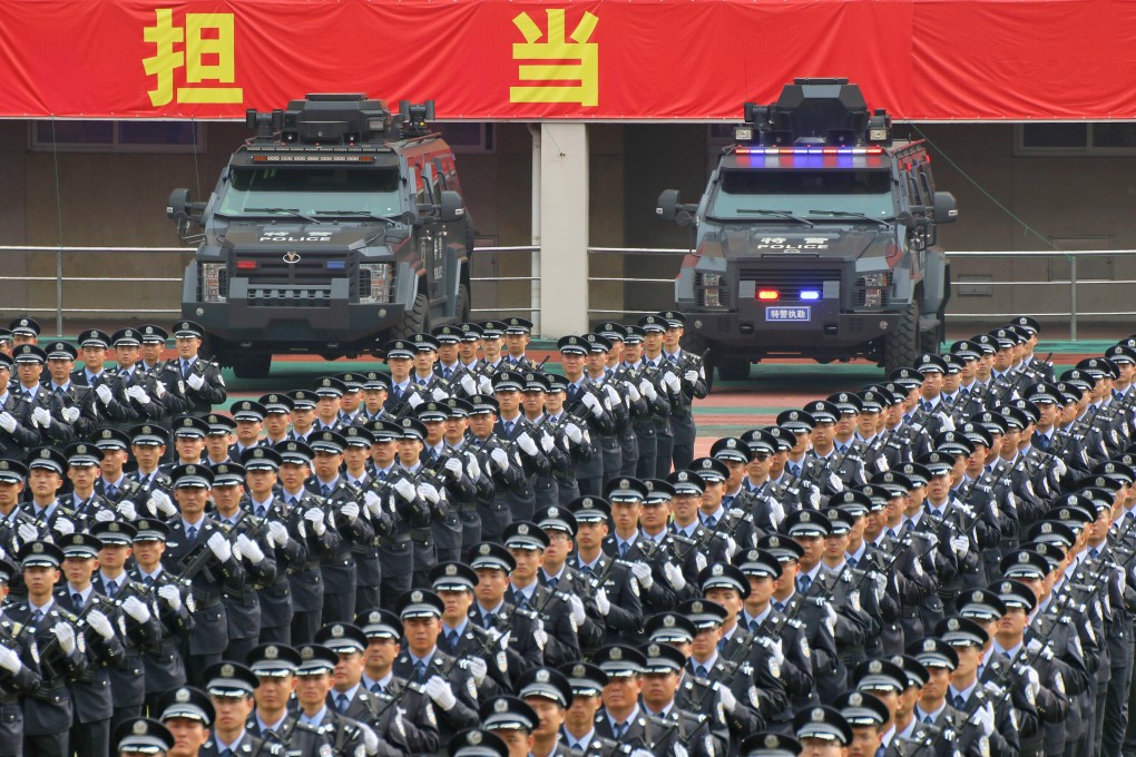 Police officers rehearse a parade to mark the 70th anniversary of the People’s Republic of China. Photo: Reuters