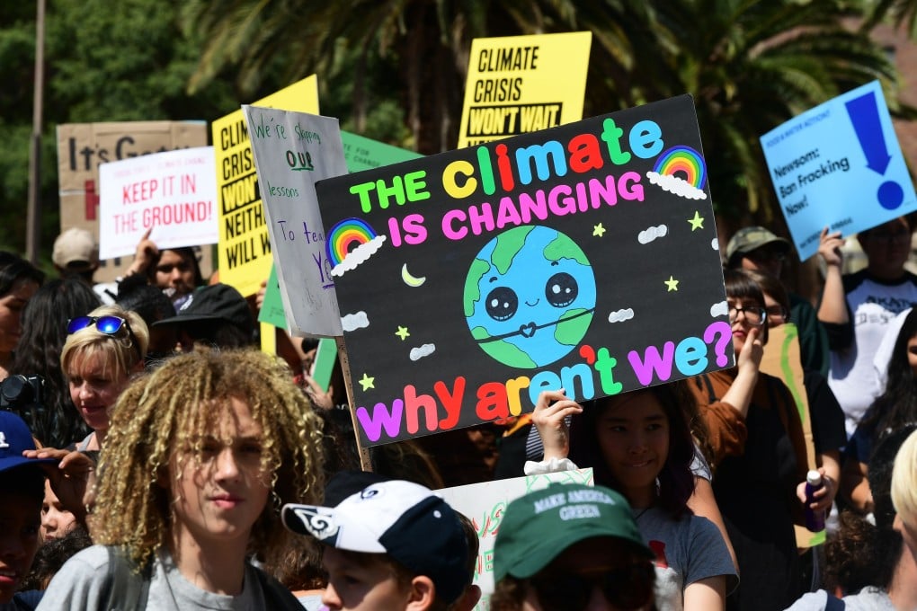 Young protesters march in California as part of a global protest. Photo: AFP