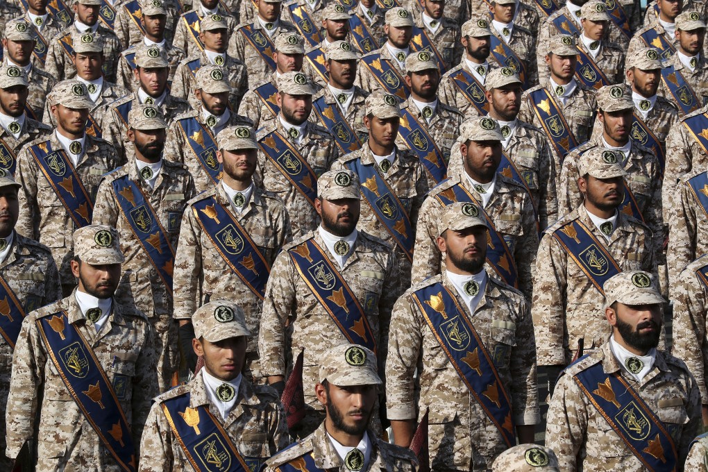 Iranian Revolutionary Guard troops attend a military parade marking 39th anniversary of outset of Iran-Iraq war, outside Tehran. Photo: AP