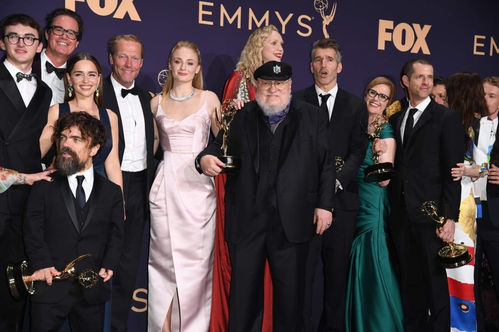 The cast of ‘Game of Thrones’ after winning the Emmy for Outstanding Drama Series. Photo: AFP