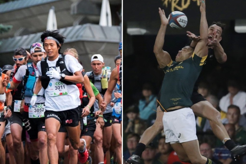 Qi Min (left) runs like he has springs in his feed. Could he be a great fullback, like Israel Dagg (right) who can launch himself in the air like a salmon? Photos: Jack Atkinson/Themba Hadebe