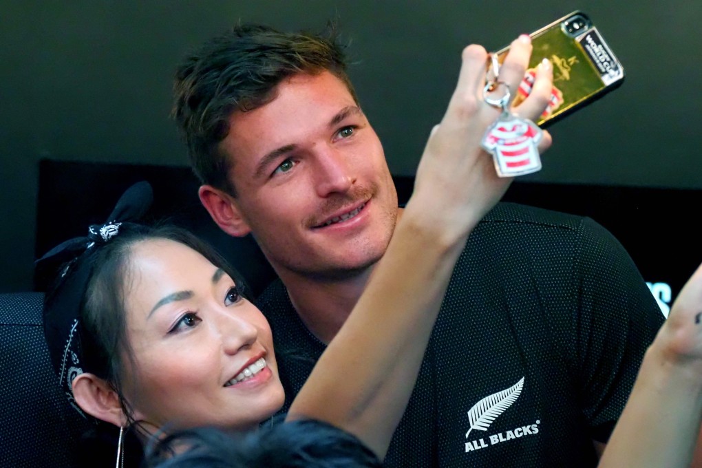 George Bridge and the rest of the All Blacks look like they’ve already started the ‘selfie’ victory tour. Photo: AFP