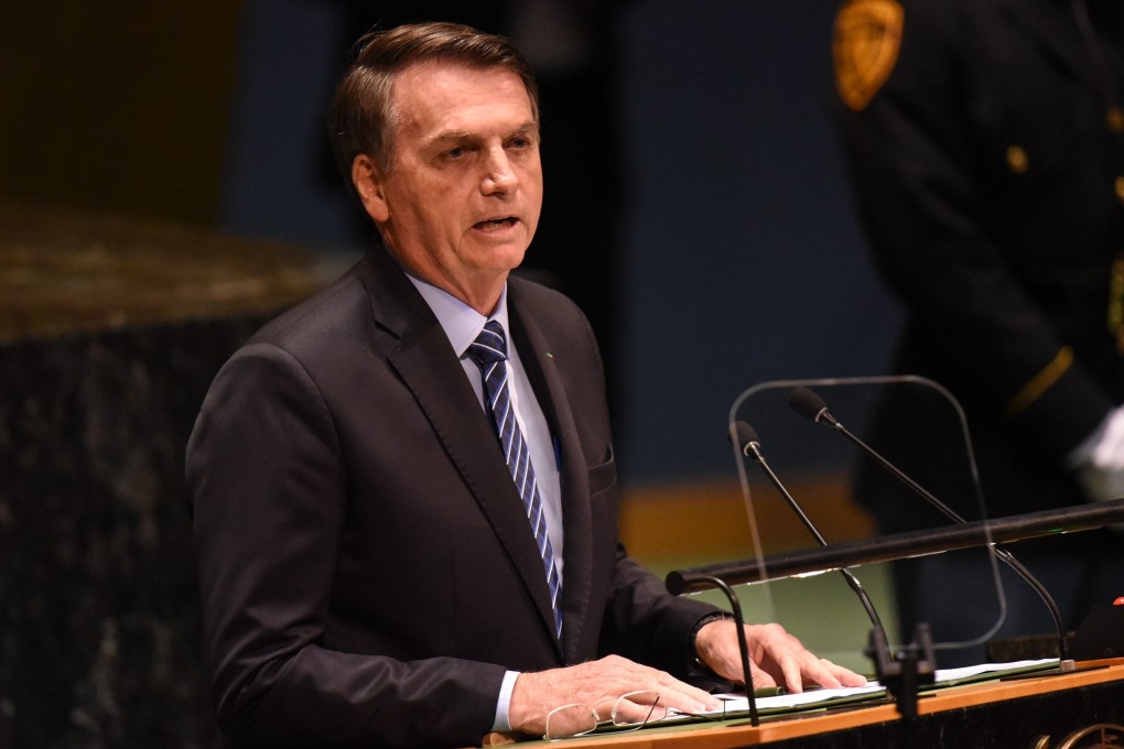 President Jair Bolsonaro of Brazil speaks at the United Nations on Tuesday. Photo: AFP