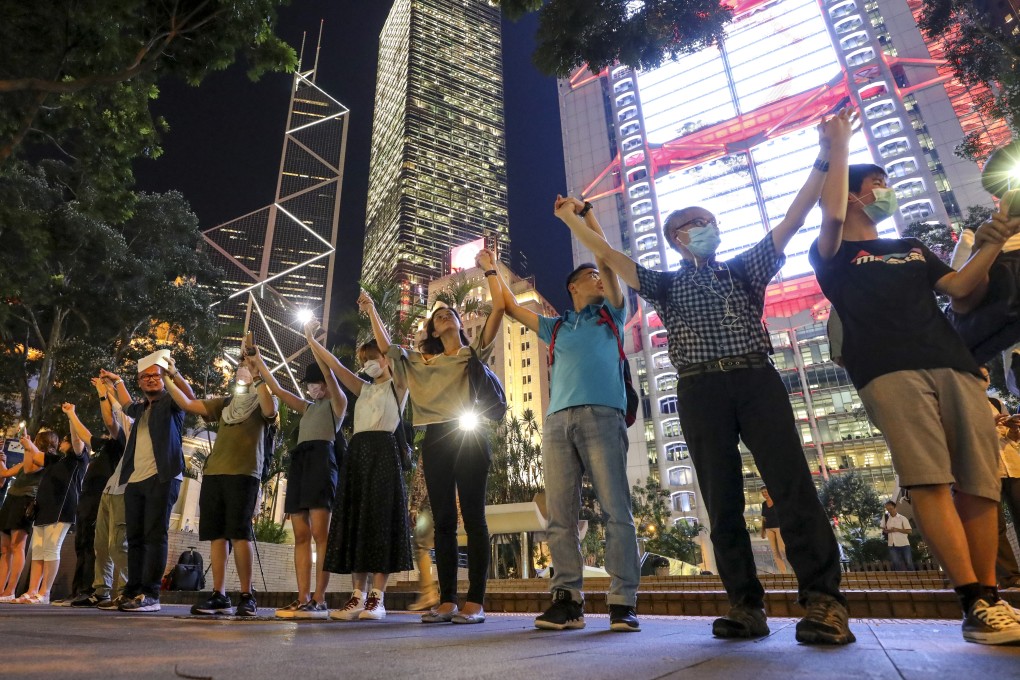 Thousands of people in Hong Kong joined hands on August 23 to create their version of the Baltic Way. Photo: Dickson Lee