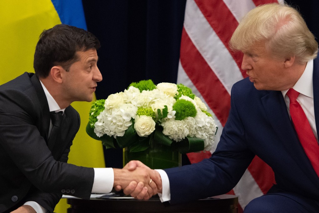 US President Donald Trump and Ukrainian President Volodymyr Zelensky shake hands during a meeting in New York. Photo: AFP