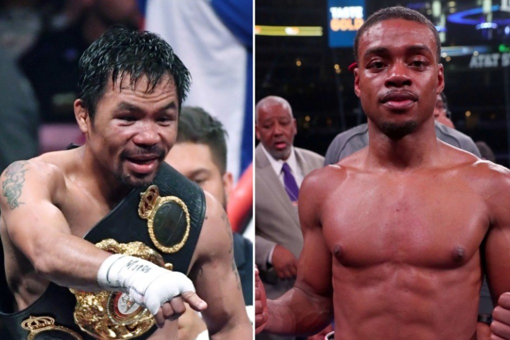 Manny Pacquiao (left) after his win over Keith Thurman. Errol Spence (right) after beating Mikey Garcia. Photo: AFP/AFP