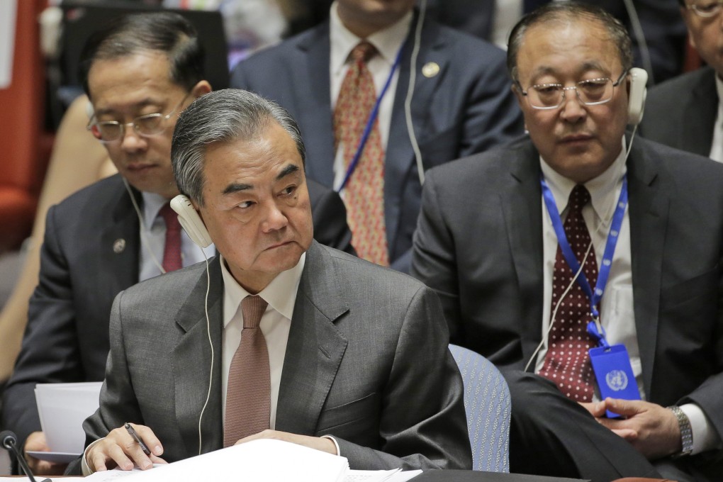 Chinese Foreign Minister Wang Yi attends a Security Council meeting at UN headquarters on Wednesday. Photo: AP