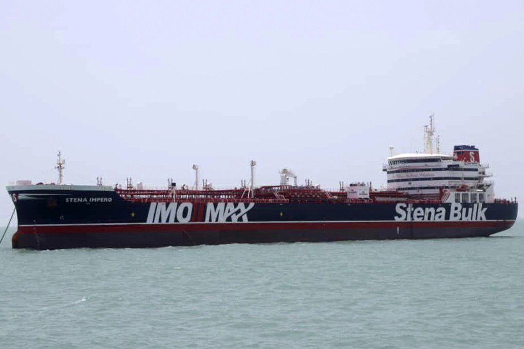 The British-flagged oil tanker Stena Impero, which was seized by the Iran's Revolutionary Guard, is seen in the Iranian port of Bandar Abbas. Photo: AP
