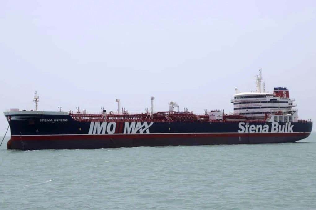 The British-flagged oil tanker Stena Impero, which was seized by the Iran's Revolutionary Guard, is seen in the Iranian port of Bandar Abbas. Photo: AP