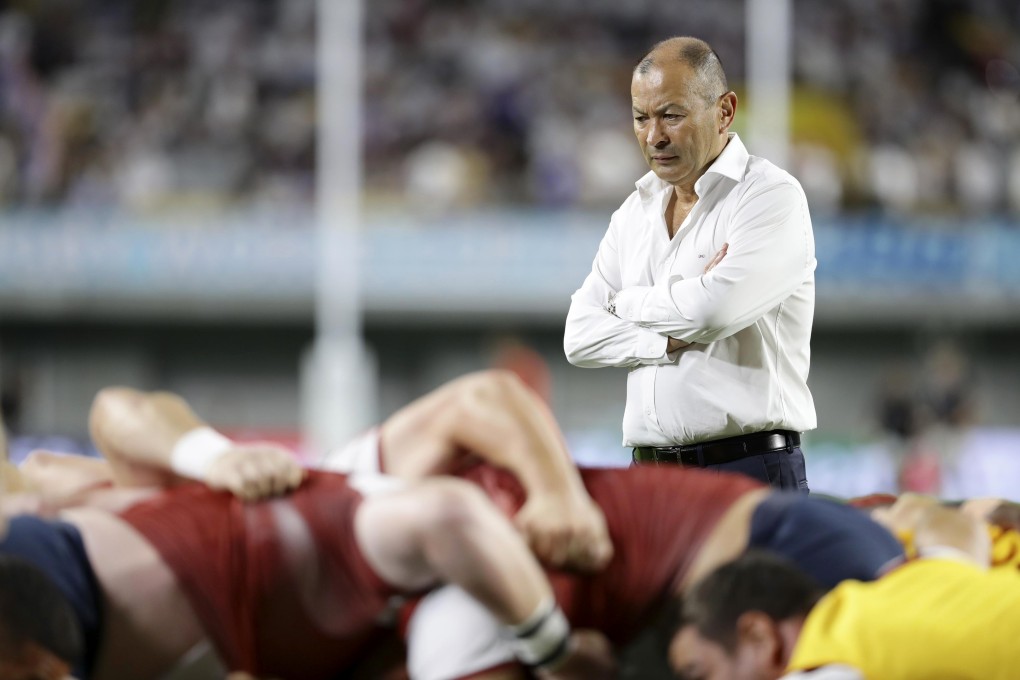 England coach Eddie Jones watches his players during a training session in Kobe. Photo: Kyodo