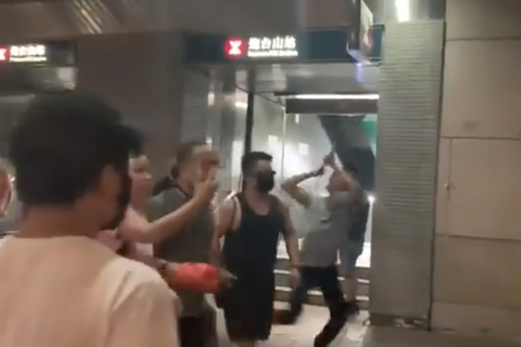 Fights erupted outside Fortress Hill MTR station in the early hours of Sunday. Photo: Facebook