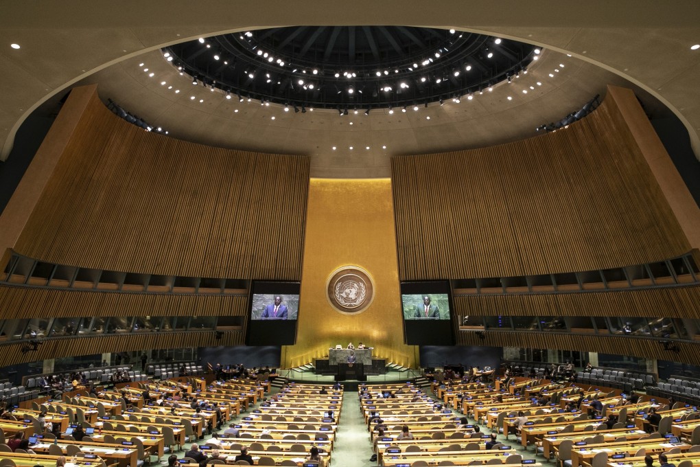 A speaker addresses the 74th session of the United Nations General Assembly. Photo: AP