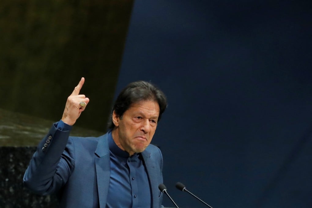 Pakistani Prime Minister Imran Khan addresses the United Nations General Assembly at the UN headquarters in New York on Friday. Photo: Reuters