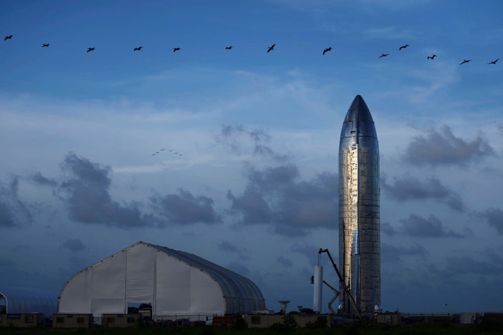 A prototype of Space Exploration Technologies Corp’s Starship spacecraft is seen before company founder Elon Musk’s update on the company's Mars programme in Boca Chica, Texas, on September 28. Photo: Reuters