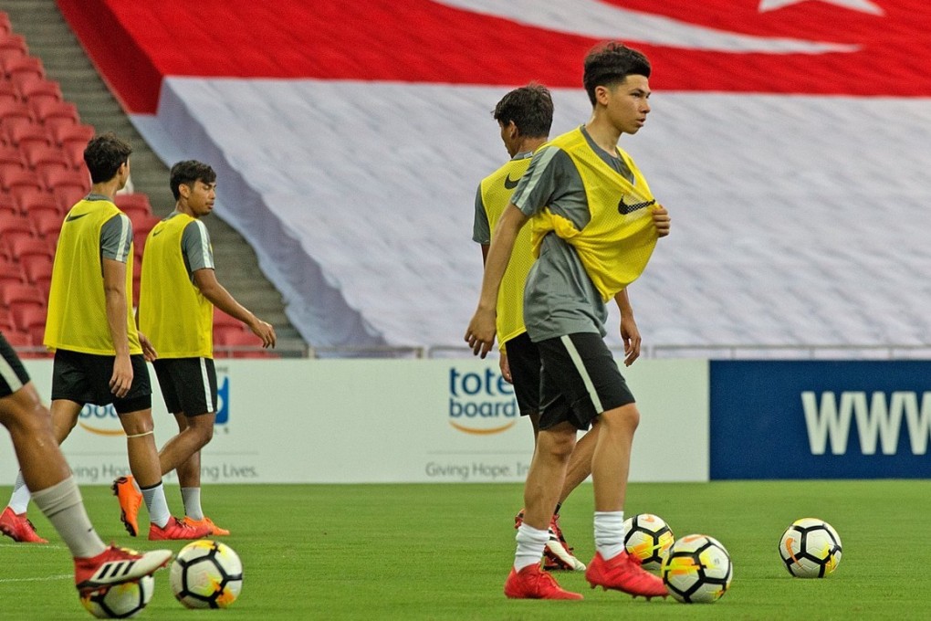 Ben Davis trains at the Singapore national stadium. Photo: Football Association of Singapore