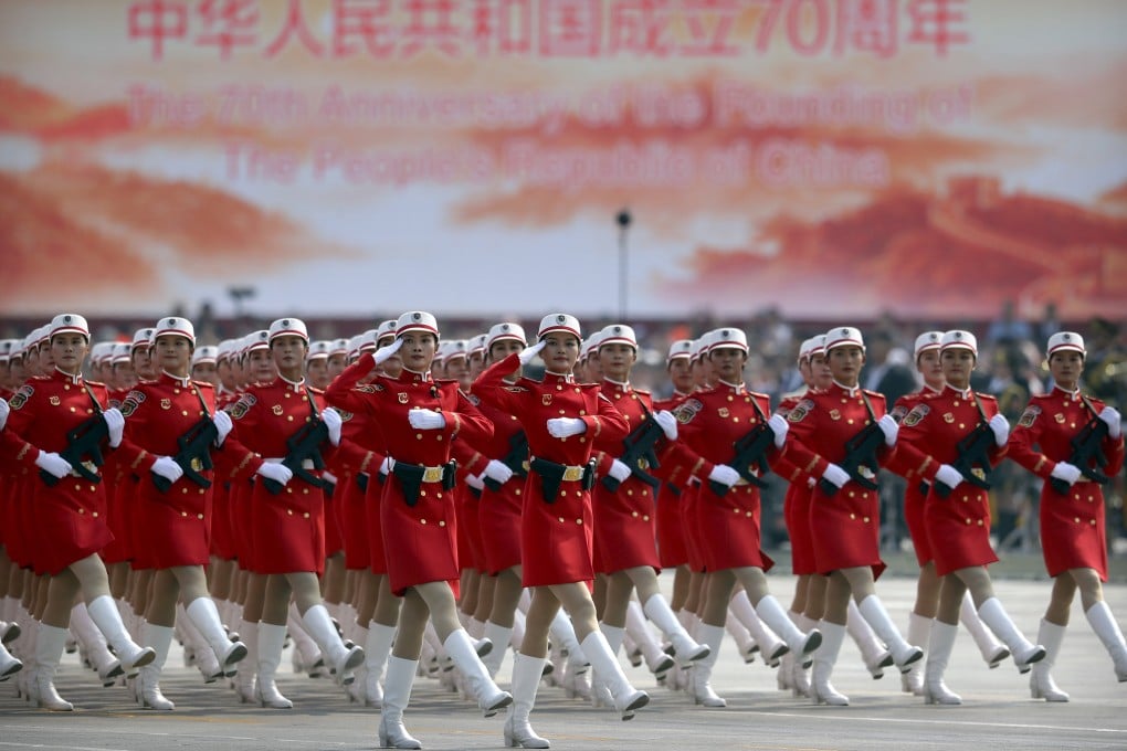 Women soldiers from the People’s Liberation Army add more colour to the parade. Photo: AP