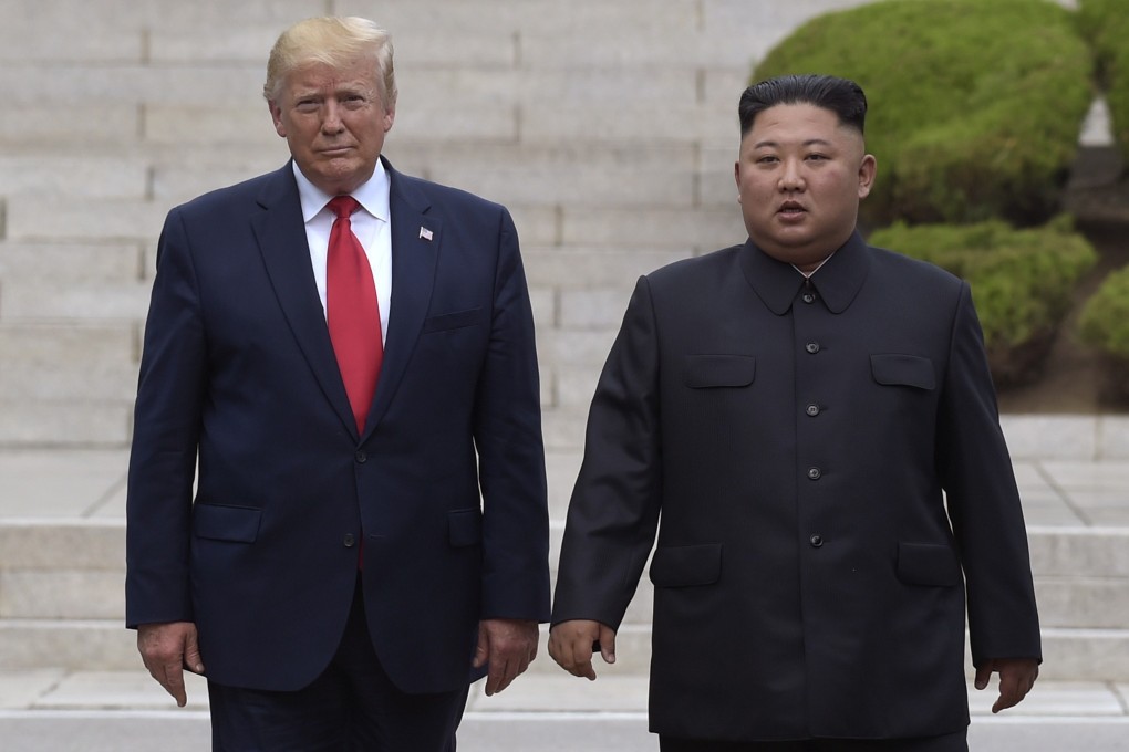 US President Donald Trump pictured with North Korean leader Kim Jong-un in the North Korean side of the Demilitarised Zone in June. Photo: AP