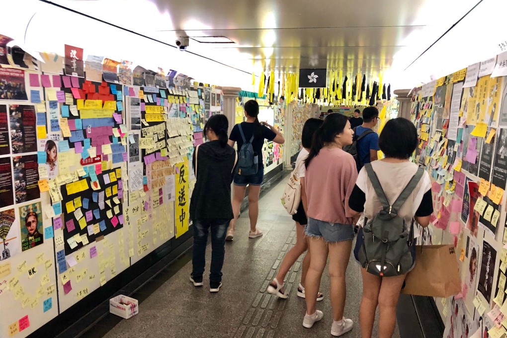 A Lennon Wall set up by supporters of the Hong Kong protests at National Taiwan University in Taipei. Photo: Lawrence Chung