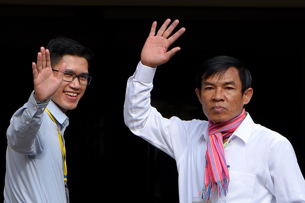 Yeang Sothearin and Uon Chhin facing esponiage charges. Photo: AFP