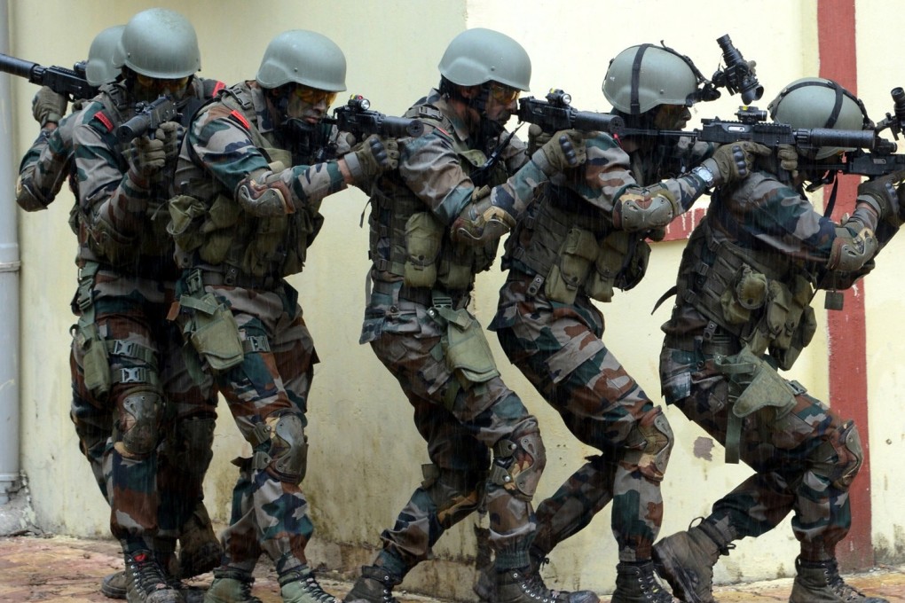 Indian soldiers conducting drills. Photo: EPA