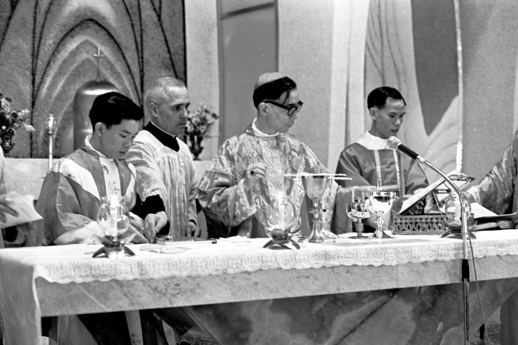 Francis Hsu (second right), Hong Kong’s first Chinese bishop. Photo: SCMP