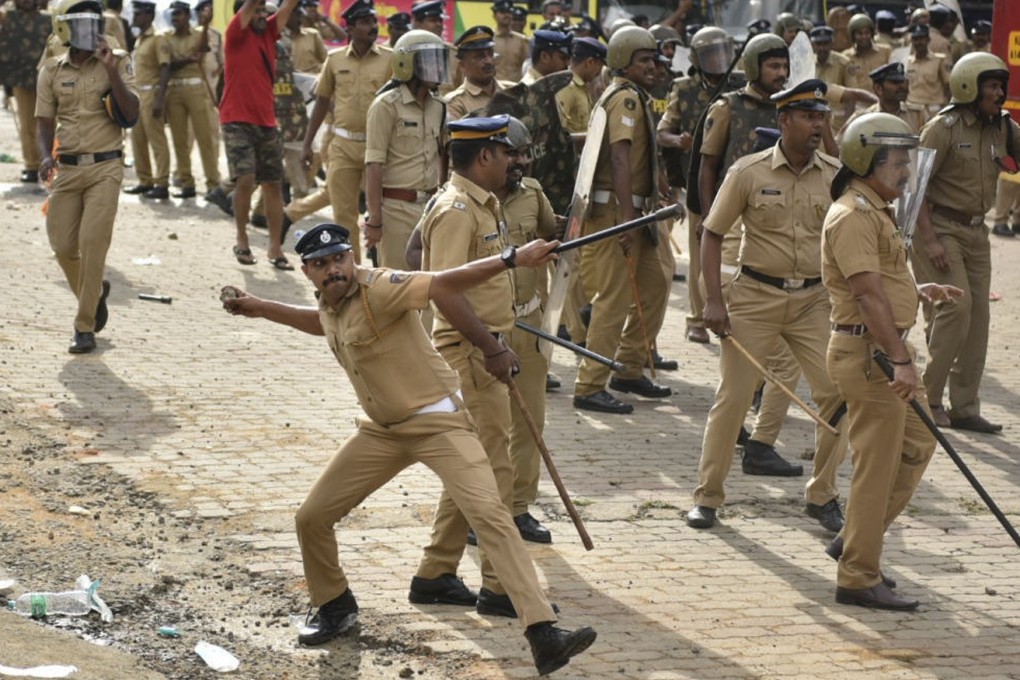 Policemen deployed in Kerala, India. Photo: AP